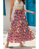 Azura Exchange Boho Floral Print High Waist Maxi Skirt - XL