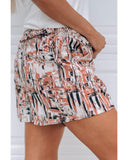 Azura Exchange Dazzling Print Ruffle Trim Drawstring Shorts - S