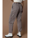 Gray Acid Wash Multi Pocket Drawstring Waist Pants - M