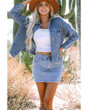 Wild Wind Washed Oversize Pocketed Denim Jacket - L