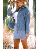 Wild Wind Washed Oversize Pocketed Denim Jacket - M
