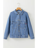 Light Blue Washed Oversize Pocketed Denim Jacket - XL