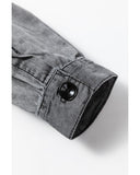 Medium Grey Mineral Wash Patched Pocket Split Denim Jacket - S