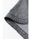 Medium Grey Mineral Wash Patched Pocket Split Denim Jacket - S