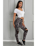 Azura Exchange Hollow Out Leopard Printed Skinny Leggings - 2XL