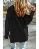 Black Contrast Flap Pockets Relaxed Shacket - S