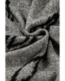 Gray Aztec Contrast Chest Pockets Loose Shacket - M