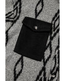 Gray Aztec Contrast Chest Pockets Loose Shacket - XL