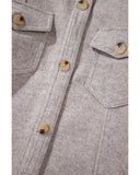 Light Grey Turn Down Collar Flap Pockets Buttoned Shacket - L