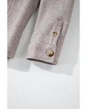 Light Grey Turn Down Collar Flap Pockets Buttoned Shacket - XL