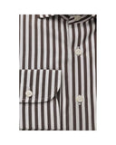 Bagutta Men's Classic Brown Cotton French Collar Shirt - L