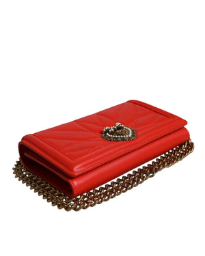 Dolce & Gabbana Women's Red Quilted Devotion Crossbody Chain Phone Cover Bag - One Size