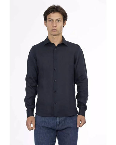 Baldinini Trend Men's Blue Linen Shirt - M
