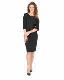 Hugo Boss Women's Black Knit Dress with Metallic Detail in Black - L