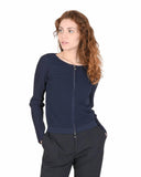 Hugo Boss Women's Blue Knit Sweater with Elastane Blend in Blue - M