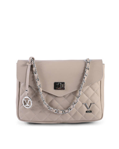 V Italia by VERSACE Chain Bag Beige Leather Shoulder Bag - One Size