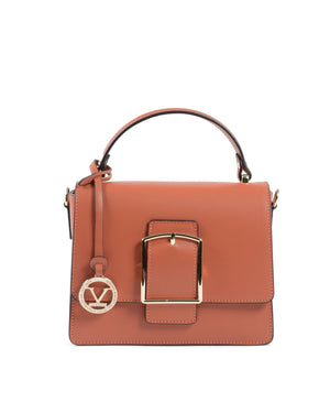 V Italia by Versace 1969 Leather Crossbody Bag with Buckle Closure Orange - One Size