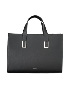 Calvin Klein Women's Elegant Two-Handled Black Handbag with Logo - One Size