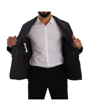 Dolce & Gabbana Men's Blue Silk Goat Coat Blouson Winter Jacket - 52 IT