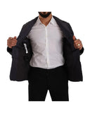 Dolce & Gabbana Men's Blue Silk Goat Coat Blouson Winter Jacket - 52 IT