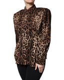 Dolce & Gabbana Women's Brown Leopard Silk Button Down Coat Jacket - 38 IT