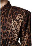 Dolce & Gabbana Women's Brown Leopard Silk Button Down Coat Jacket - 38 IT