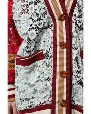 Dolce & Gabbana Women's Multicolor Floral Lace Cardigan Sweater - 40 IT