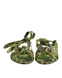 Dolce & Gabbana Women's Green Animal Print Ankle Wrap Sandals Shoes - 40 EU
