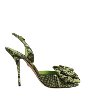 Dolce & Gabbana Women's Green Python Leather Heels Sandals Shoes - 37.5 EU