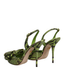 Dolce & Gabbana Women's Green Python Leather Heels Sandals Shoes - 37.5 EU