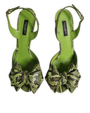 Dolce & Gabbana Women's Green Python Leather Heels Sandals Shoes - 40 EU