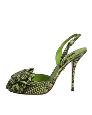 Dolce & Gabbana Women's Green Python Leather Heels Sandals Shoes - 40 EU