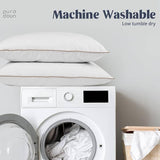 Puredown Goose Feathers and Down Pillow with Diamond Quilting Breathable Downproof Cover, Pack of 2, Standard Size