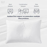 Puredown Goose Down and Feather Pillow Inserts for Sleeping, 100% Cotton Fabric Cover Bed Pillows, Set of 2, White, Queen Size