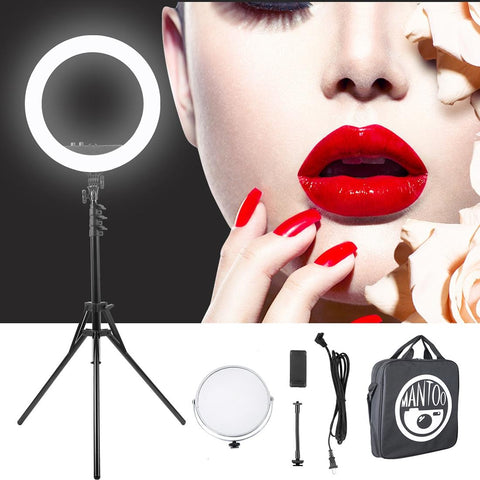 18 Two-Colour Dimmable Ring Fill Light With Tripod 55W 100-240V