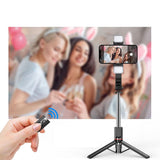 Bluetooth Remote Selfie Stick With Detachable Fill Light And Tripod