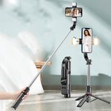 Bluetooth Remote Selfie Stick With Detachable Fill Light And Tripod