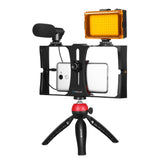Live Broadcast Vlogging Kit With Led Light Microphone Tripod & Cold Shoe Head