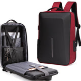 Anti-Theft Hard Shell Backpack For Men With Alloy Frame - Red