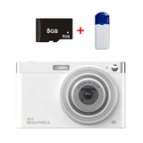 4K 8X Optical Zoom Telescopic Lens Digital Camera With Card Reader & 8G - White