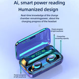 Bluetooth Earphone With Noise Reduction & Led Display - Black