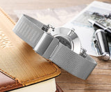 Stylish Women Quartz Watch With Stainless Steel Band - Round Dial Silver Alloy Case