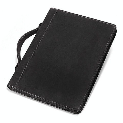 Black Leather Business Handbag For Computer Protection