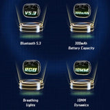 Black Tws Gaming Bluetooth Earbuds - T52