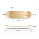 8-Layer Maple Double Raised Roughcast Skateboard With Four Wheels