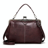 Adjustable Leather Crossbody Bag With Vintage Buckle