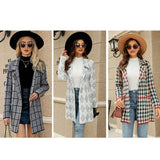Autumn And Winter Long Sweater Collision Colour Knitted Cardigan Trench Coat - Light Grey - L