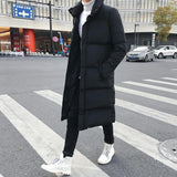 Mens Long Down Jacket Coat Winter Parkas Thick Warm Slim Fit Male Overcoat - Size Xxxl Black