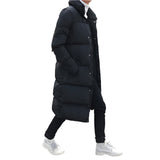 Mens Long Down Jacket Coat Winter Parkas Thick Warm Slim Fit Male Overcoat - Size Xxxxl Black