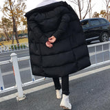 Mens Long Down Jacket Coat Winter Parkas Thick Warm Slim Fit Male Overcoat - Size Xxxxl Black